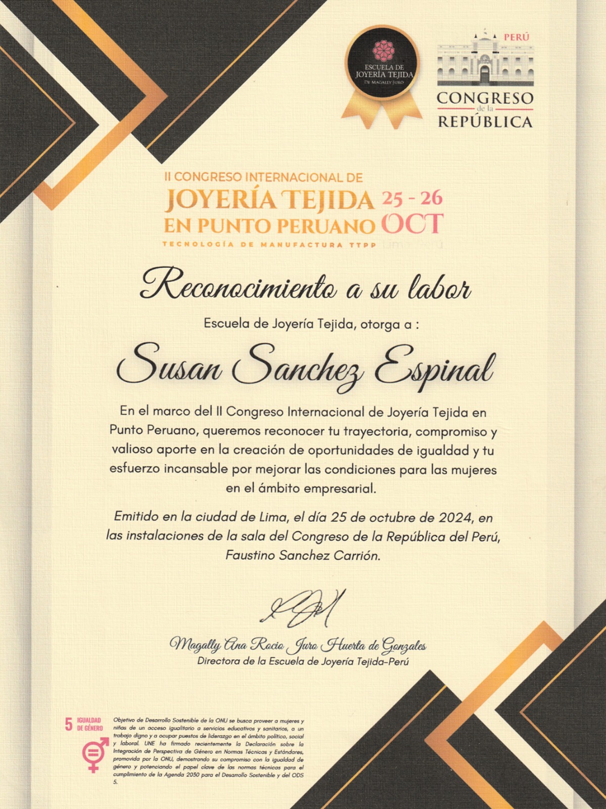 Reconocimiento Joyería Tejida
