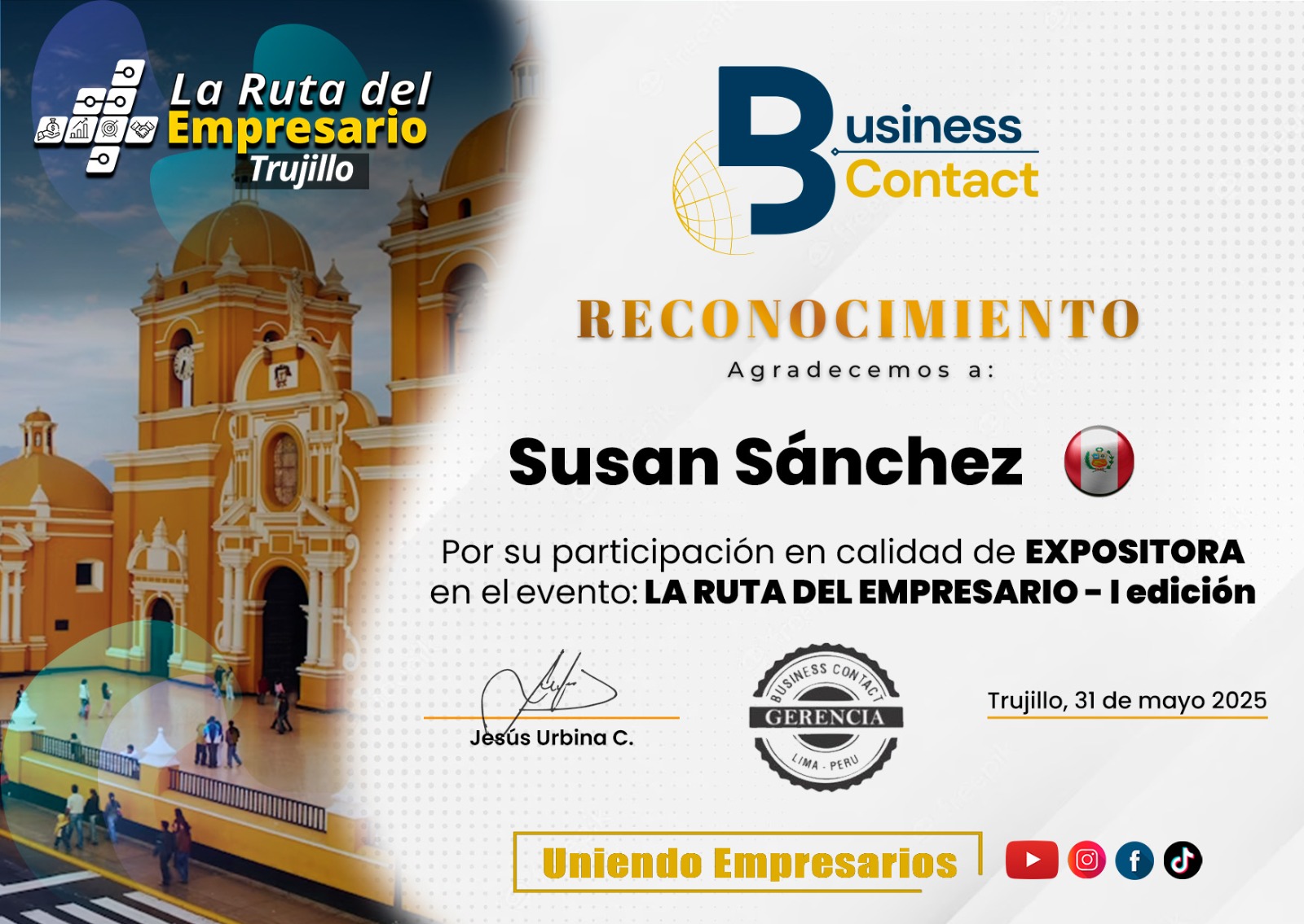 Certificado Ruta del Empresario